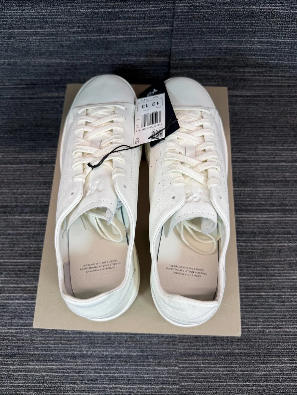 Adidas Y-3 Stan Smith Trainers Off White Leather Low-Profile Sneaker Mens 12 New